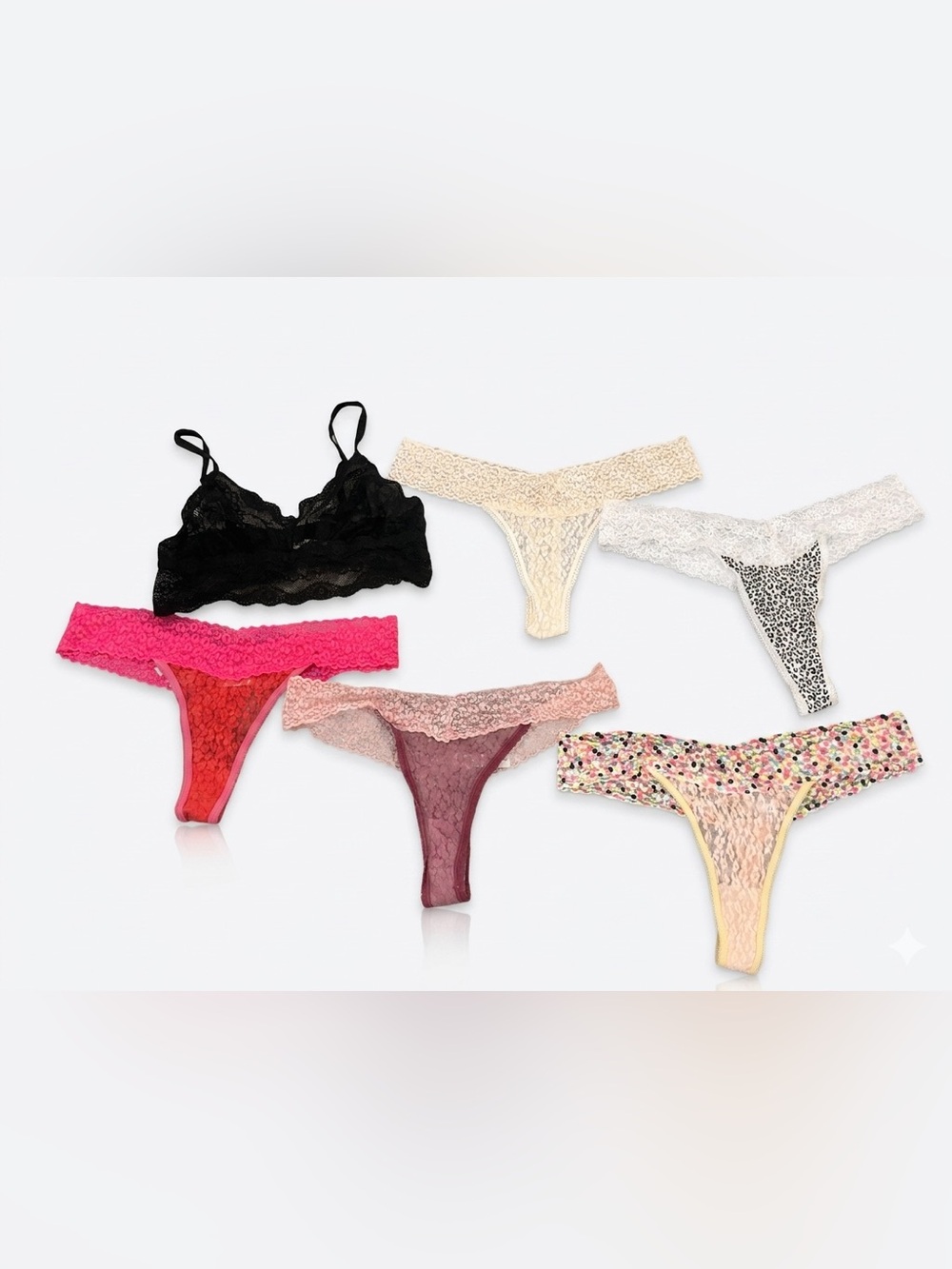 ✨3 for $15✨ NEW Set of 6 Lace Intimates - Bralette & Thong Bundle - Boutique New